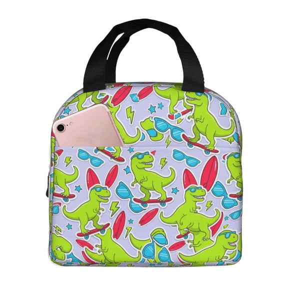 Dinosaur Insulated Lunch Bag For Women & Men, Reusable Leak-Proof Lunch Box With Cooler Compartment, Lunch Tote For Adults Work Travel