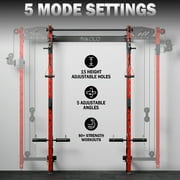 Mikolo Functional Trainer Folding Squat Rack Wall-Mounted Power Rack Cable Crossover Machine LAT Pull Down Machines 5 Adjustable Function Modes