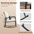 thumbnail image 5 of LAZZO 3 Pieces Patio Outdoor Conversation Set with Lumbar Pillows and Coffee Table, Gray PE Wicker Rocking Chairs with Beige Cushions, 5 of 8