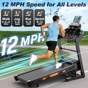 Treadmill with 20% Auto Incline for Home, 300-400LB Capacity, Folding Running Walking Treadmill, 12MPH Max Speed, 105 Programs, Bluetooth, Smart Apps, 1218 Newly Upgraded