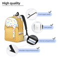 thumbnail image 3 of Disketp White Ice Cream print Canvas Backpack Lightweight Travel Daypack Student Rucksack Laptop Backpack-Small, 3 of 5