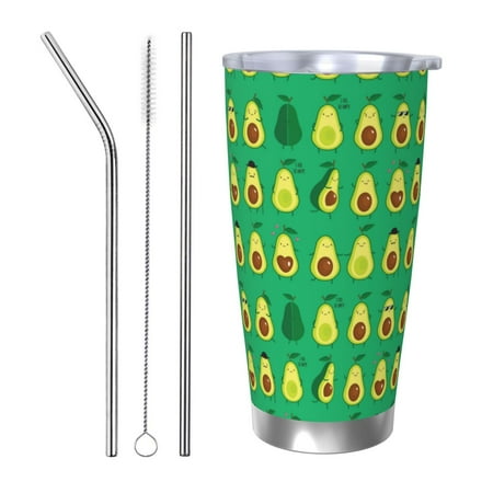 

Cauagu Cartoon Fruit 1 Pattern 20oz Tumbler Stainless Steel Vacuum Insulated Tumbler with Lid Insulated Coffee Mug Thermal Cup with Splash Proof Sliding Lid-Straw Three-piece Set
