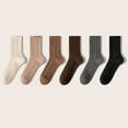 thumbnail image 2 of Xfvqtps 6 Pairs Womens Crew Socks Solid Color Simplicity Ribbed Pattern Middle Tube Non Shedding Comfortable Breathable Elastic Soft Cozy Premium Spring Summer Cotton Socks Multicolor-05, 2 of 4