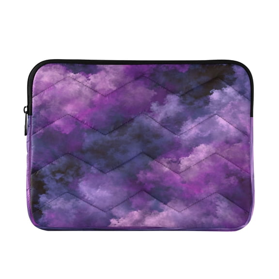 Quilted Laptop Sleeve for 13-16 Inch Laptops Protective Laptop Case Cover Lightweight Travel & Office Essentials Purple and Black Tie-dye Texture
