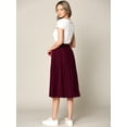 thumbnail image 2 of Made by Johnny Women's High Elastic Waist Pleated Mid A-Line Swing Skirt S WINE, 2 of 6