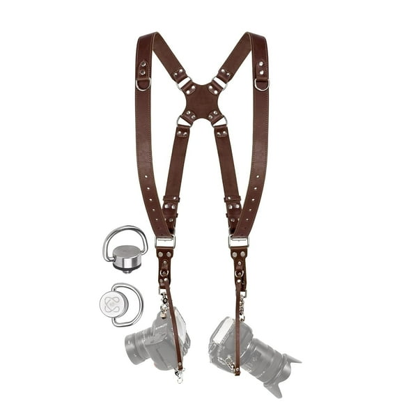 Camera Strap Accessories for Two-Cameras ? Dual Shoulder Leather Harness ? Multi Camera Gear for DSLR/SLR by ProInStyle.