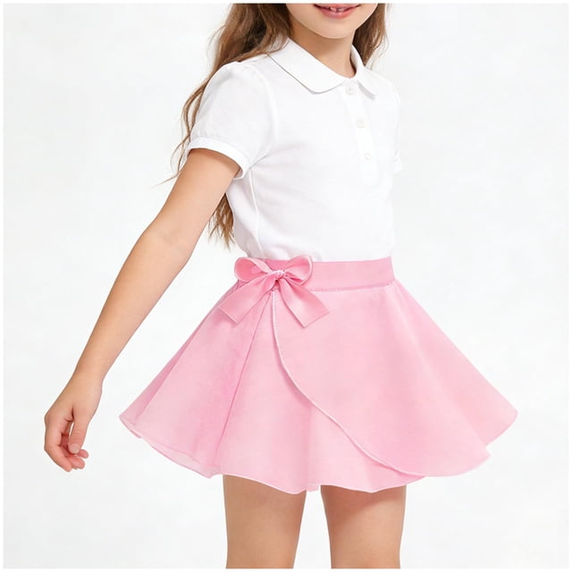 Falda de verano para niños con lazo, suelta, lisa, para deportes de ocio, corta, de poliéster