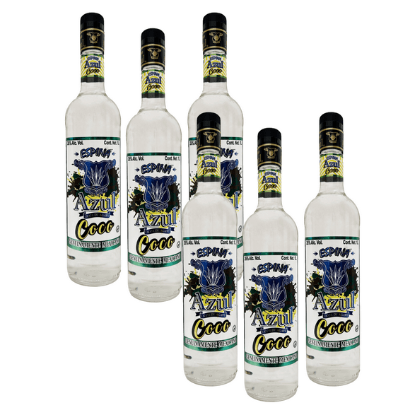 Six Pack Licor de Agave Espina Azul Coco 1000 Ml Espina Azul Licor de Agave