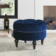 thumbnail image 3 of Dawn Tufted Round Ottoman Nailhead Accents Navy Blue, 3 of 9