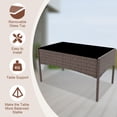 thumbnail image 5 of 4-Piece Outdoor Patio Bistro Set Wicker Rattan Furniture with 2 Chairs, Loveseat & Glass Coffee Table  Cushioned Seating for Backyard, Garden, Porch, Balcony, Poolside,Gray + Light Gray, 5 of 7