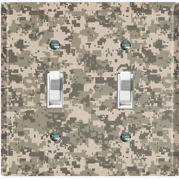 Metal Light Switch Plate Outlet Cover (ACU Camo - Double Toggle)