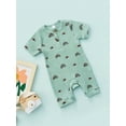 thumbnail image 3 of Qmyliery Baby Boy Girls Summer Jumpsuit Casual Button Round Neck Rainbow Print Toddler Short Sleeve Romper, 3 of 9
