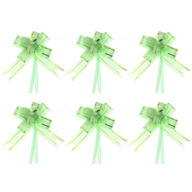 Unique Bargains 8 Inch Pull Bows Ribbon Gift Wrapping String Gold Thread Style Decorative Bow Tie Green 100 Pack