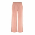 thumbnail image 3 of Petite Pants for Women Elastic Waist Wide Leg Yoga High Waisted Side Slit Joggers Loose Sweatpants With Pockets Trousers Dressy Casual Pink M, 3 of 3