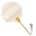 thumbnail image 2 of Mightlink White Round Fan with Tassels DY Wood Handle Dance Performance Photo Props Summer Hand Held Fan Party Supplies Gift, 2 of 6