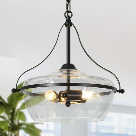 

Savonnerie Modern Farmhouse 3-Light Black Gold Glass Chandelier Pendant Lights for Kitchen Island Black N/A