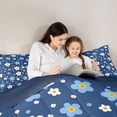 thumbnail image 6 of Homewish Kawaii Vintage Flowers 3-Piece Full Size Comforter Sets For Boys Girls,Blue White Floral Blossoms Bedding Comforter Set,Spring Garden Lightweight Bedding Sets,Luxury Bedroom Decor, 6 of 9