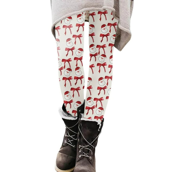 Zhanying Christmas Leggings for Women Plus Size Ankle Length High-Waisted Leggings for Women Red XL