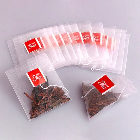 100Pcs Tea Bag Infuser 7 x 6cm Sachet Filter Paper Nylon Teabags