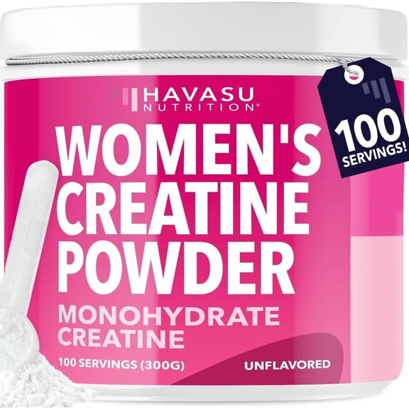 Havasu Nutrition Micronized Creatine Monohydrate Powder for Women, Unflavored, 10.6 oz (100 Servings)