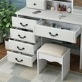 thumbnail image 5 of Fashion Vanity Desk with Mirror and Lights for Makeup, Vanity Mirror with Lights and Table Set with 3 Color Lighting Brightness Adjustable, 6 Drawers, White, 5 of 7