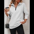 thumbnail image 4 of Sudaderas de Gran Tamaño para Mujer, Suéteres de Otoño, Sudaderas con Capucha de Moda, Jersey con Media Cremallera, Camisas de Larga, Ropa Gris XL, 4 of 10