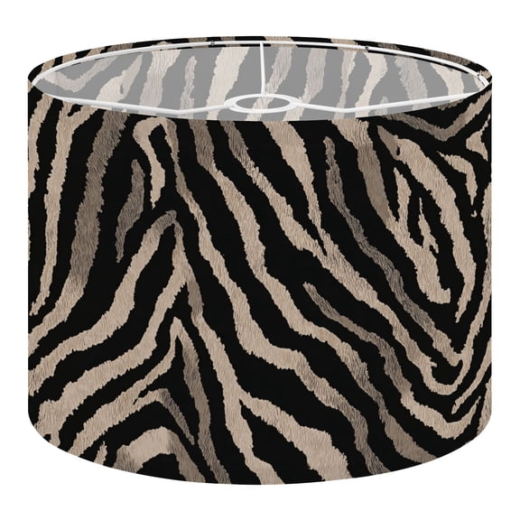 Linen Drum Lamp Shades Abstract Zebra Stripes Beige Black 13" x 13" x 10" Lampshade for Table Lamps Floor Lamps Lamp Shade Replacement Easy Assembly Required