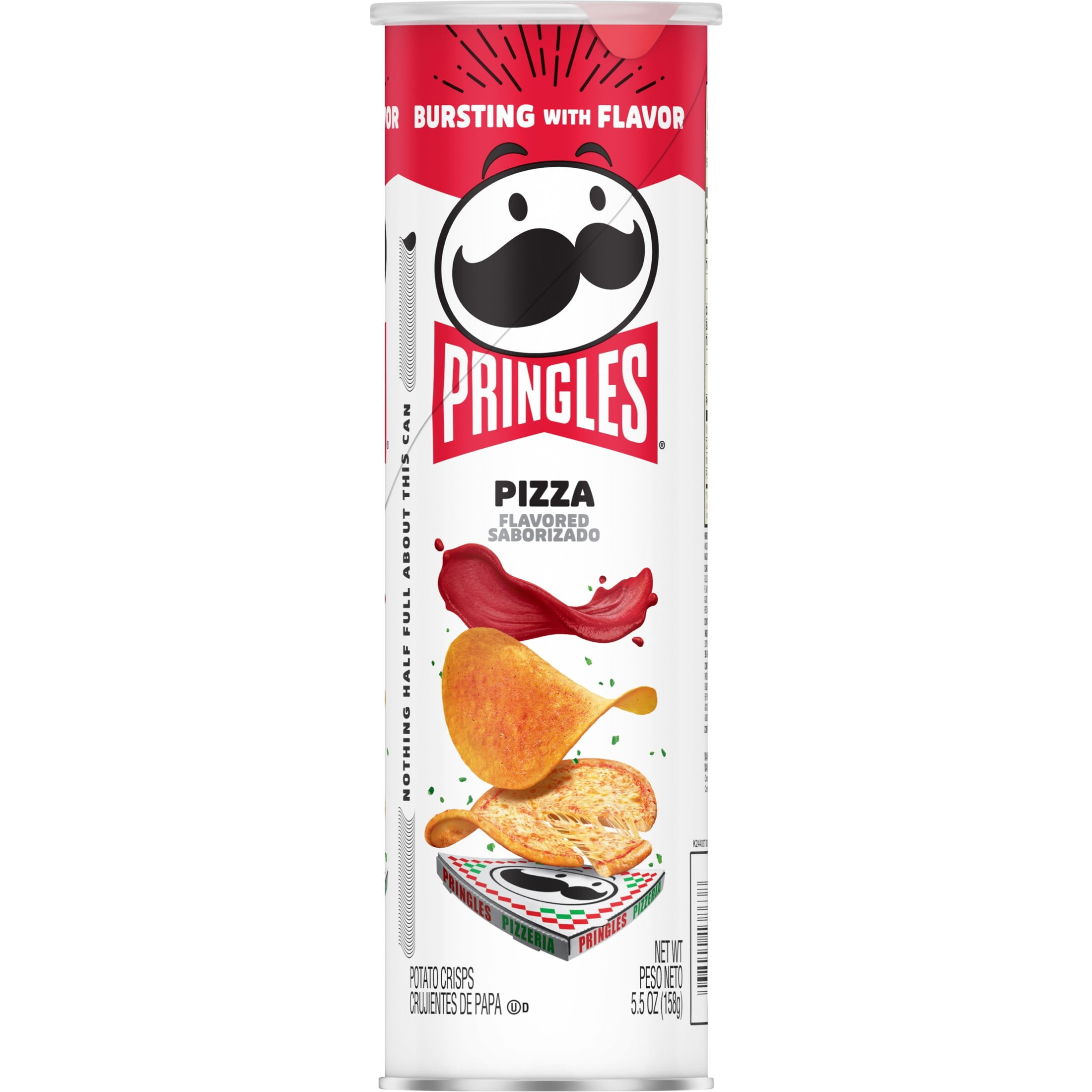 Pringles Pizza Potato Crisps Chips, Lunch Snacks, 5.5 oz Canister