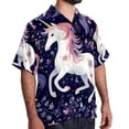 thumbnail image 2 of Starry Unicorn Men's Spread Collar Poplin Beach Shirts - Casual Printed Button Down Short Sleeve Summer Tops for Unisex, 2 of 6