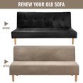 thumbnail image 4 of SHANNA Stretch Velvet Sofa Slipcover Thick Armless Sofa Bed Cover Futon Slipcover Protector, Brown, 4 of 8