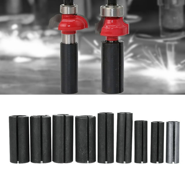Adaptador de Pinza de Mandril de Fresa, Juego de Adaptadores de Casquillo, Cortador de Mangito reductor, Adaptador de Pinza de Mandril de 9 Piezas para Cortadores de De