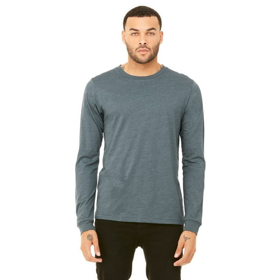The Bella Canvas Unisex Jersey Long Sleeve T-Shirt - HEATHER SLATE - XS