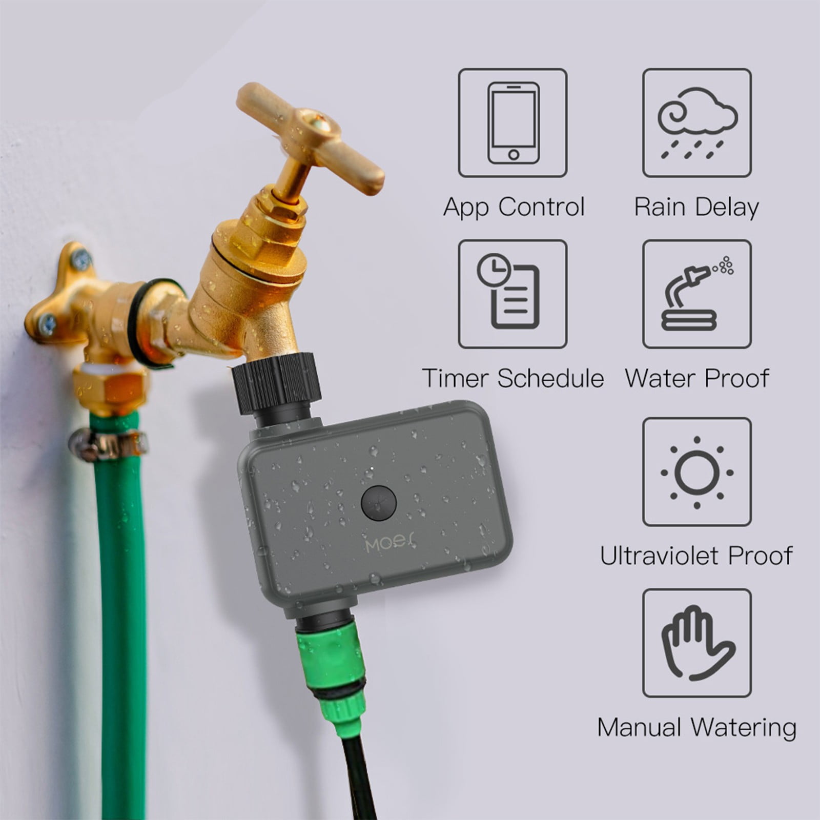Bluetooth Timer, Smart Sprinkler Water Timer with 2 Outlet