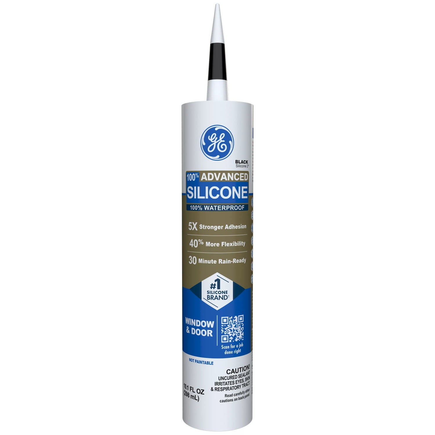 (6 pack) GE Advanced Silicone Window & Door Sealant, Pack of 1, Black 10.1 fl oz Cartridge