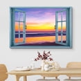 thumbnail image 3 of wall26 Canvas Print Wall Art Window View Rustic Purple Sunset Ocean Beach Horizon Wilderness Nature Photography Realism Scenic Landscape Colorful Multicolor for Living Room, Bedroom, Office - 12&quot, 3 of 5
