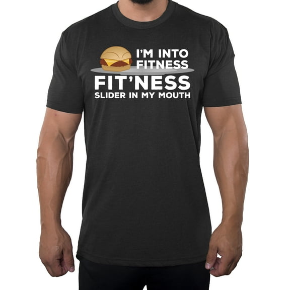 Men's Funny Fitness Slider T-shirts, Funny Graphic T-shirts, Gym T-shirts - Charcoal MH200FOOD S3 S