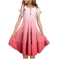 thumbnail image 2 of Tranfacy Robe d'Été pour Filles, Enfants, Manches Courtes, Extensible, Ligne A, Tournoyante, Patineuse, École, Récital, Col Rond, Robe pour Préados, 2 of 7