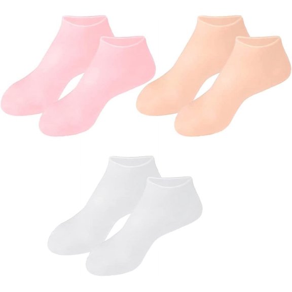 Womens Socks Silicone Socks for Women, Silicone Heel Socks Aloe Socks Pedicure Socks Moisturizing Socks SPA Socks for Cracked Feet Women, 3pair (L, Mixed Color) Ladies Socks