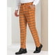 thumbnail image 2 of Pantalones de vestir a cuadros Lars Amadeus para hombre corte regular Naranja Blanco S, 2 of 6