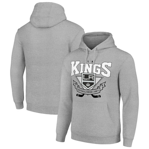Men's Starter Heather Gray Los Angeles Kings Team Logo Graphic Fleece Tri-Blend Pullover Hoodie