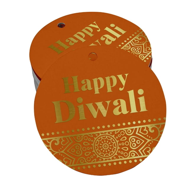 Inkdotpot Pack Of 50 Real Gold Foil Paper Tags Happy Diwali Favor Hang Tags