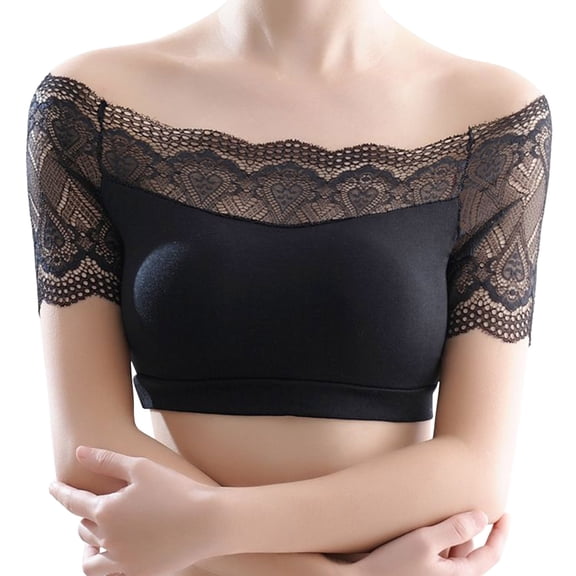 Xijirk Tank Tops Convertible Padded Bralette Tube Top Basic Layering Short Sleeve Off Shoulder Bandeau Bra Camisole Tops for Women,Black,One Size
