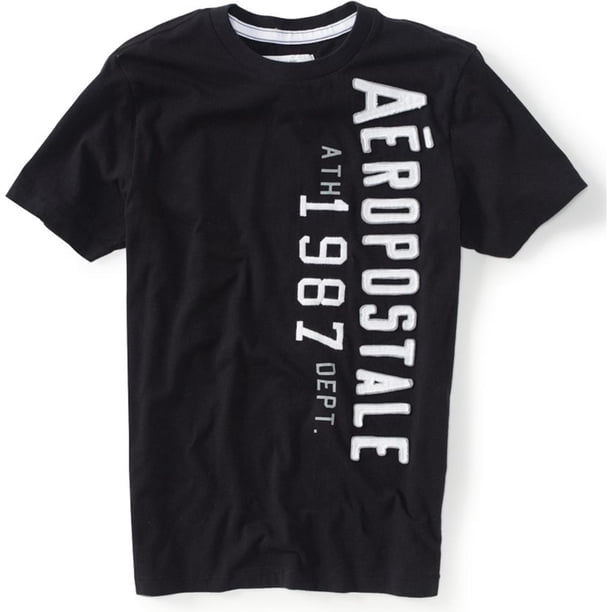 Aeropostale - Camiseta gráfica para hombre Ath 1987 Dept, color negro, pequeña