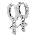 thumbnail image 2 of Dazzlingrock Collection Round White Diamond Cross Hoop Dangle Earrings for Women (0.15 ctw, Color I-J, Clarity I1-I2) in 18K White Gold, 2 of 5