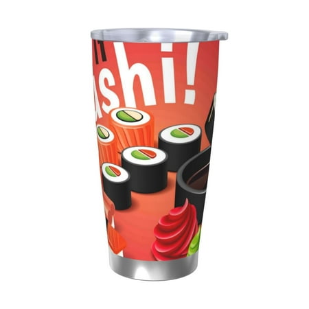 

Ocsxa Sushi Pattern 20oz Travel Coffee Mug with Flip Lid Stainless Steel Insulated Insulated Coffee Mug Thermal Cup with Splash Proof Sliding Lid-Without Straw
