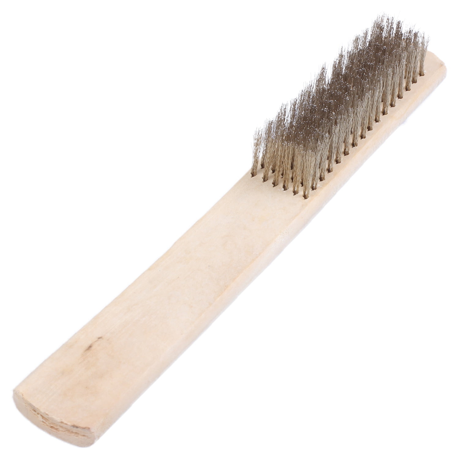 8" Length 6 Rows Brass Bristle Wood Handle Wire Scratch Brush V2U5 