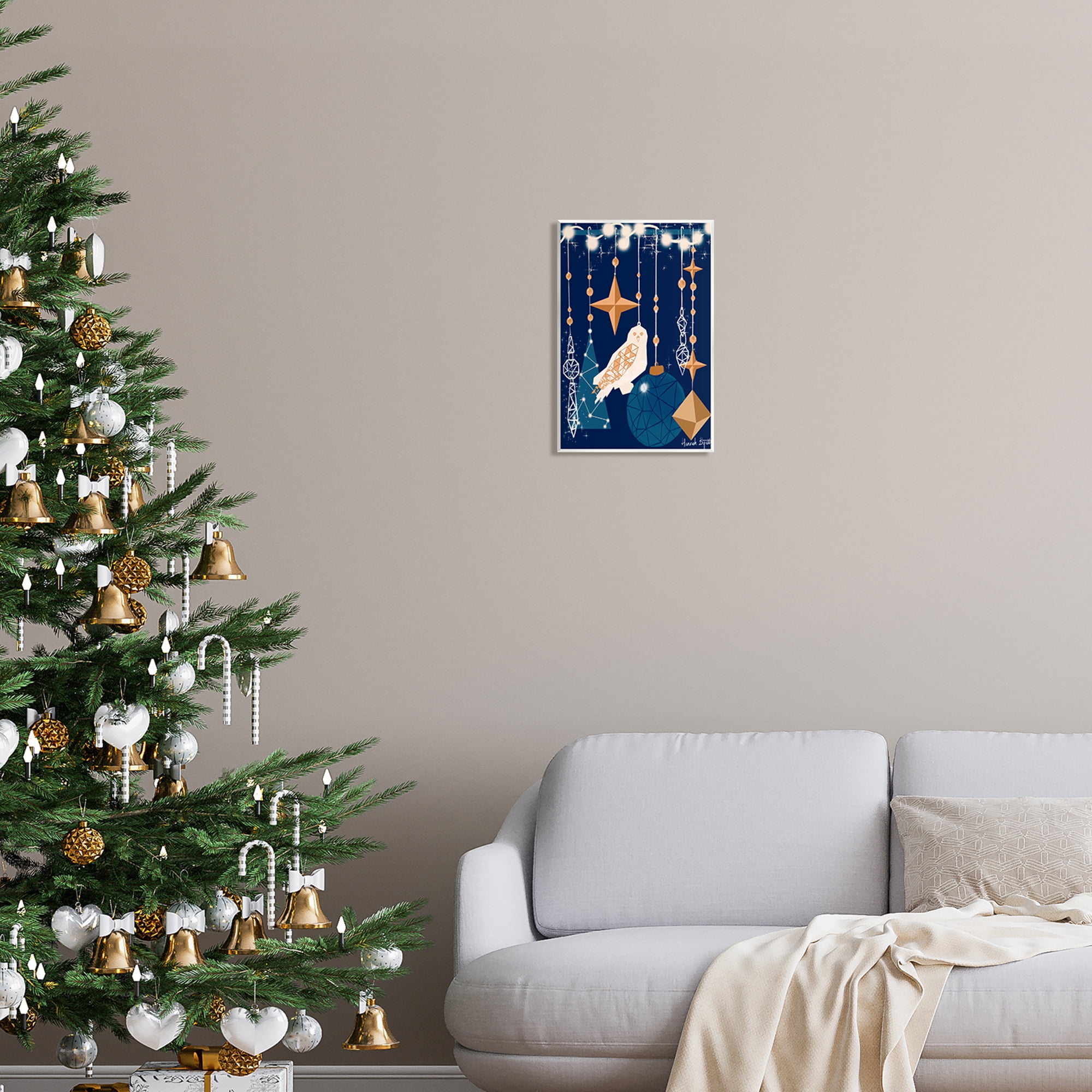 Stupell Industries Geometric Winter Owl Holiday Painting Unframed Art Print Wall Art, 10 x 15