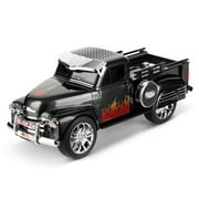 QFX BT-1953 RETRO TRUCK DUAL 2 BLUETOOTH SPEAKER WITH BASS RADIATOR AND ON-THE-GO LED LIGHTS (Black)