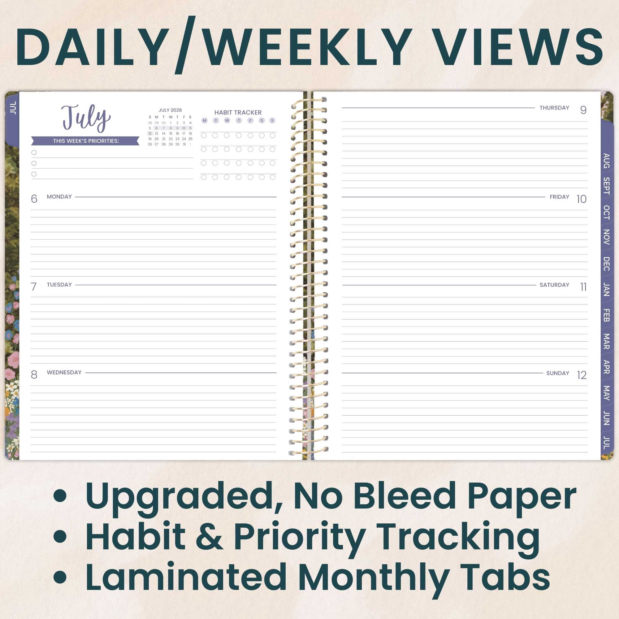 bloom daily planners 2026-2027 Academic Planner, 13 Month Monthly & Weekly, 8.5" x 11" Soft Cover, Stickers Included, Wildflower Mountainside