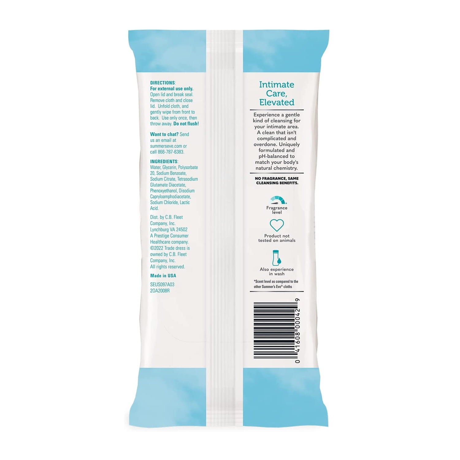 Summers Eve Fragrance Free Feminine Cleansing Wipes 32 count, - 3 Pack